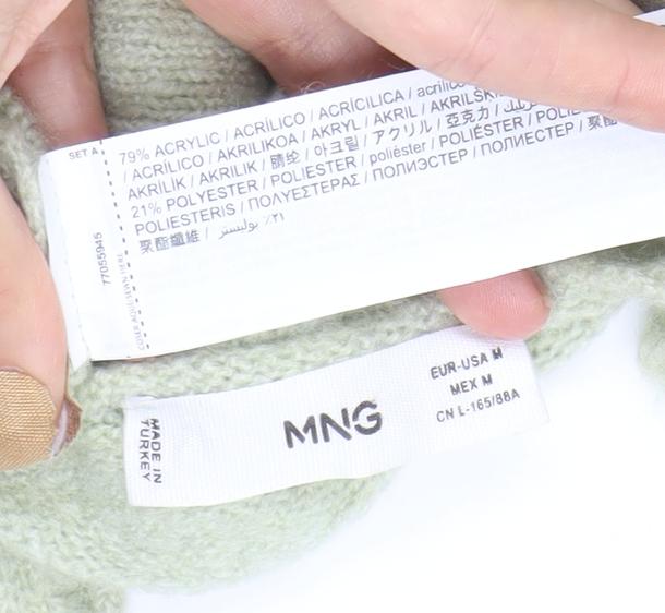Mango Womens Green Floral Knit Scoop Neck Vest Jumper Top Size M