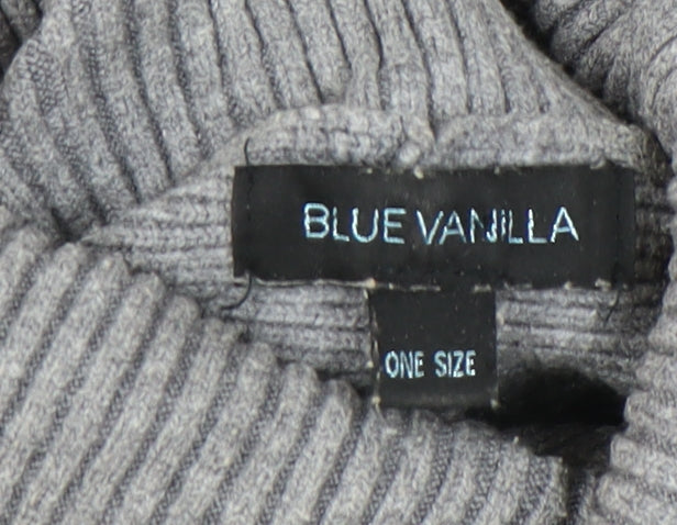 Blue Vanilla Womens Grey Roll Neck Jumper One Size Relaxed Fit