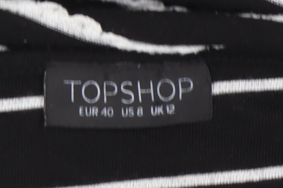 Topshop Women Black White Stripe Mini Slip Dress Size 12