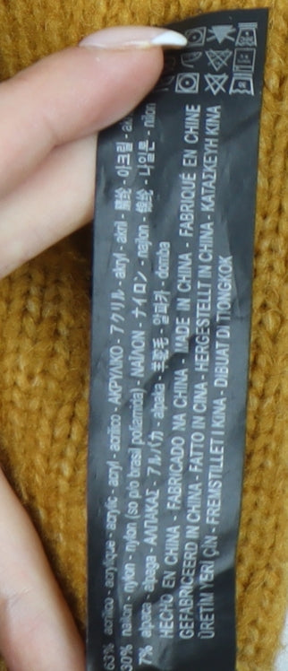 Zara Women Yellow Pom Pom Knit Jumper Pullover S Wool Blend