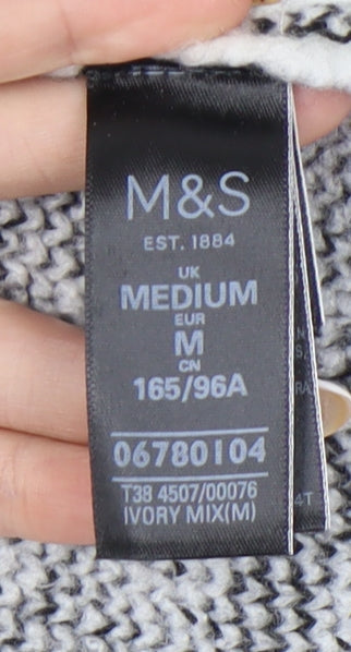 Marks & Spencer Womens Ivory Check Cardigan Size M Knitwear