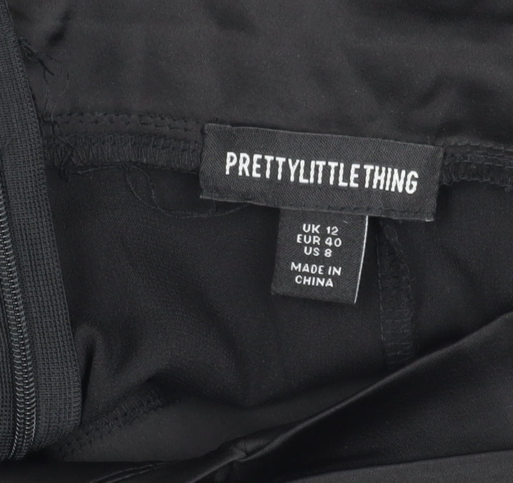 PRETTYLITTLETHING Womens Black Halter A-Line Dress Size 12