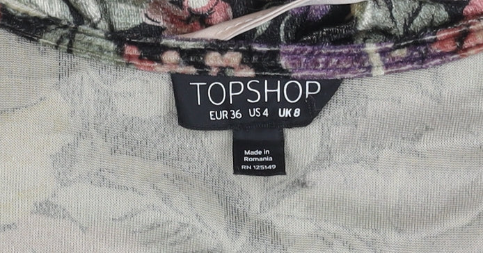 Topshop Women’s Multicoloured Floral Wrap Dress Size 8 Long Sleeve