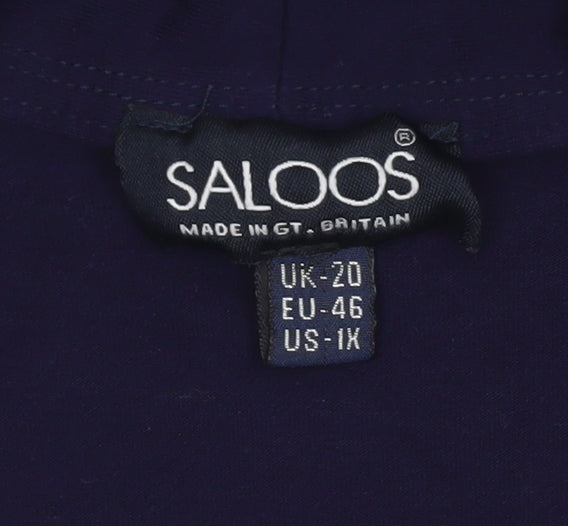 Saloos Women’s Blue Kimono Blouse UK 20 Plus Size 3/4 Sleeve