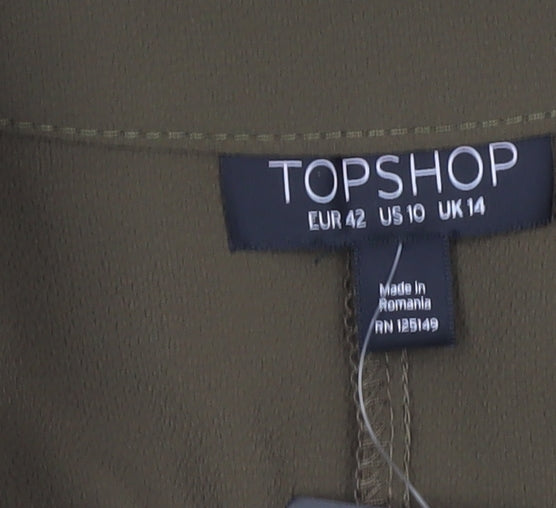 Topshop Women’s Green Size 14 Tunic Blouse Short Sleeve V-Neck