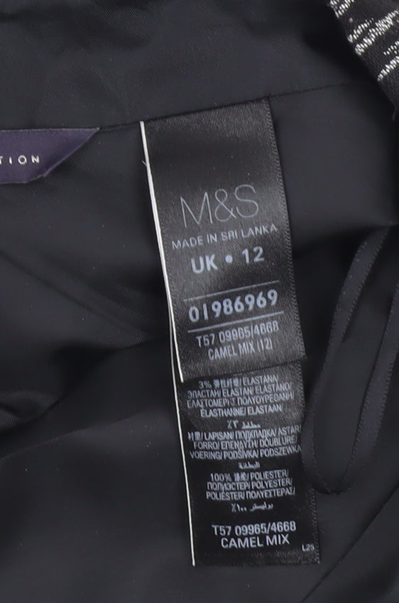 Marks & Spencer Women’s Black Pencil Skirt UK 12 Geometric Zip Workwear