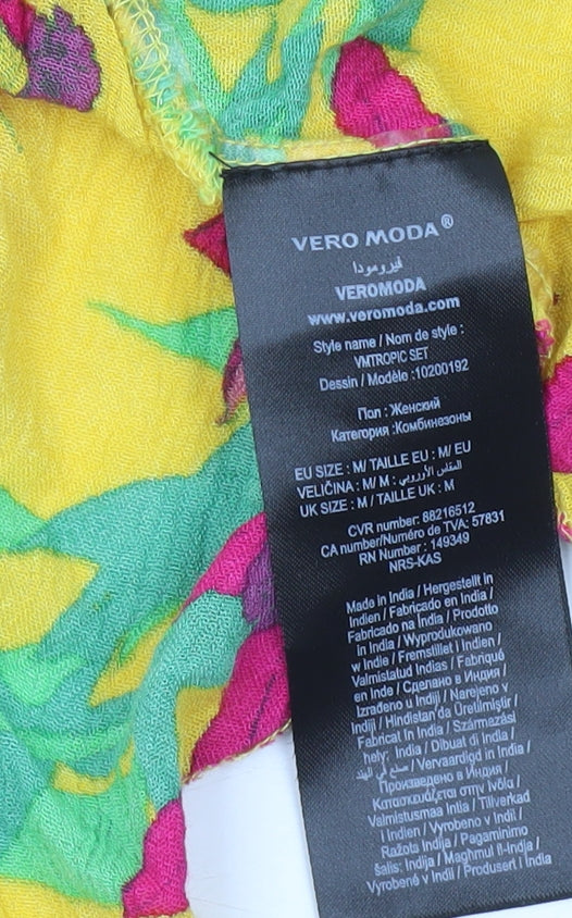 Vero Moda Women’s Yellow Floral A-Line Skirt Size M Knee Length Viscose