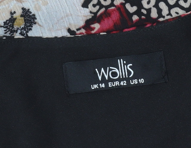 Wallis Women’s Multicoloured Floral Chiffon Blouse UK 14 V-Neck