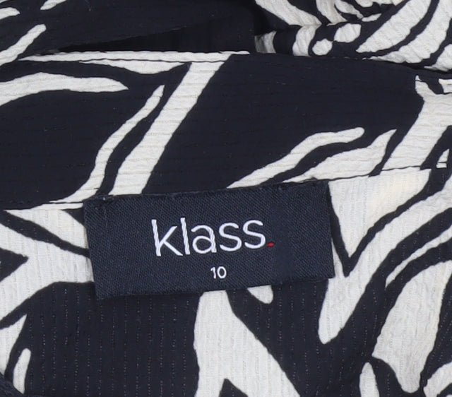 Klass Women’s Black Knee Length Shift Dress Size 10 Floral Bell Sleeve