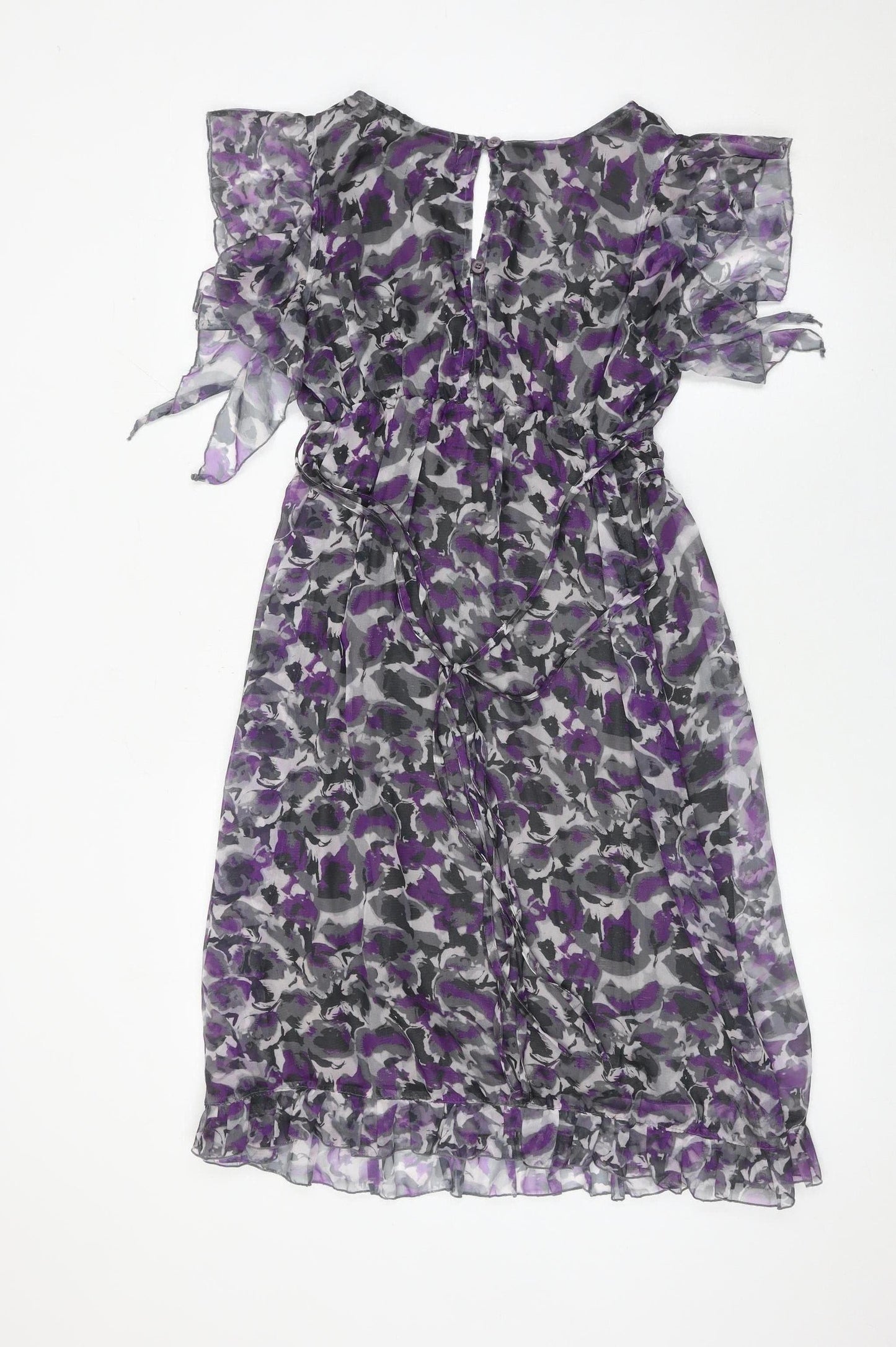 Sodamix Womens Purple Floral Chiffon Wrap Dress Size 12