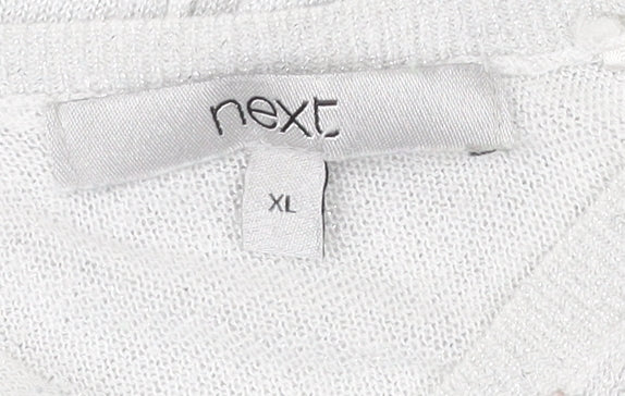 Next Women’s White XL V-Neck Relaxed Fit 3/4 Sleeve Pullover Jumper