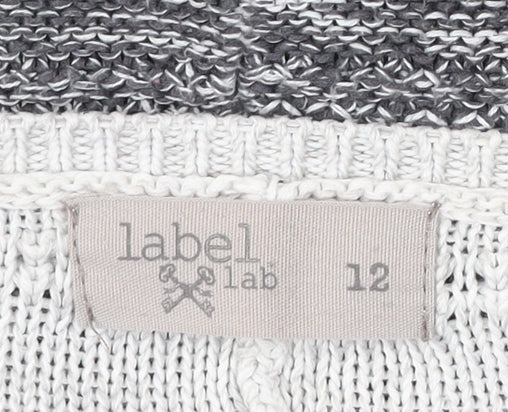 Label Lab Women’s Grey Ombre Knit Scoop Neck Pullover Jumper Size 12
