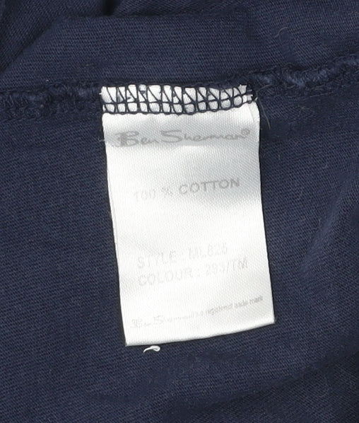 Ben Sherman Men's Blue Graphic Print Cotton T-Shirt Size M