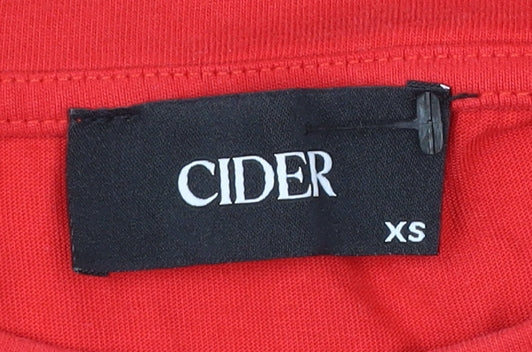 Cider Women’s Red XS Cropped Jersey T-Shirt Casual Summer Top