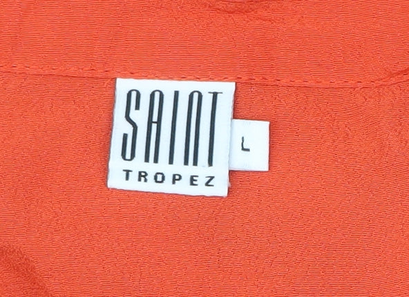 Saint Tropez Women Orange Tunic Blouse Long Sleeve Size L Viscose