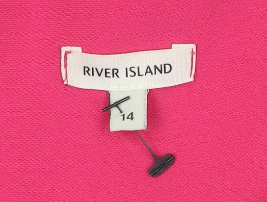 River Island Women’s Pink Long Sleeve Zip Blouse Size 14