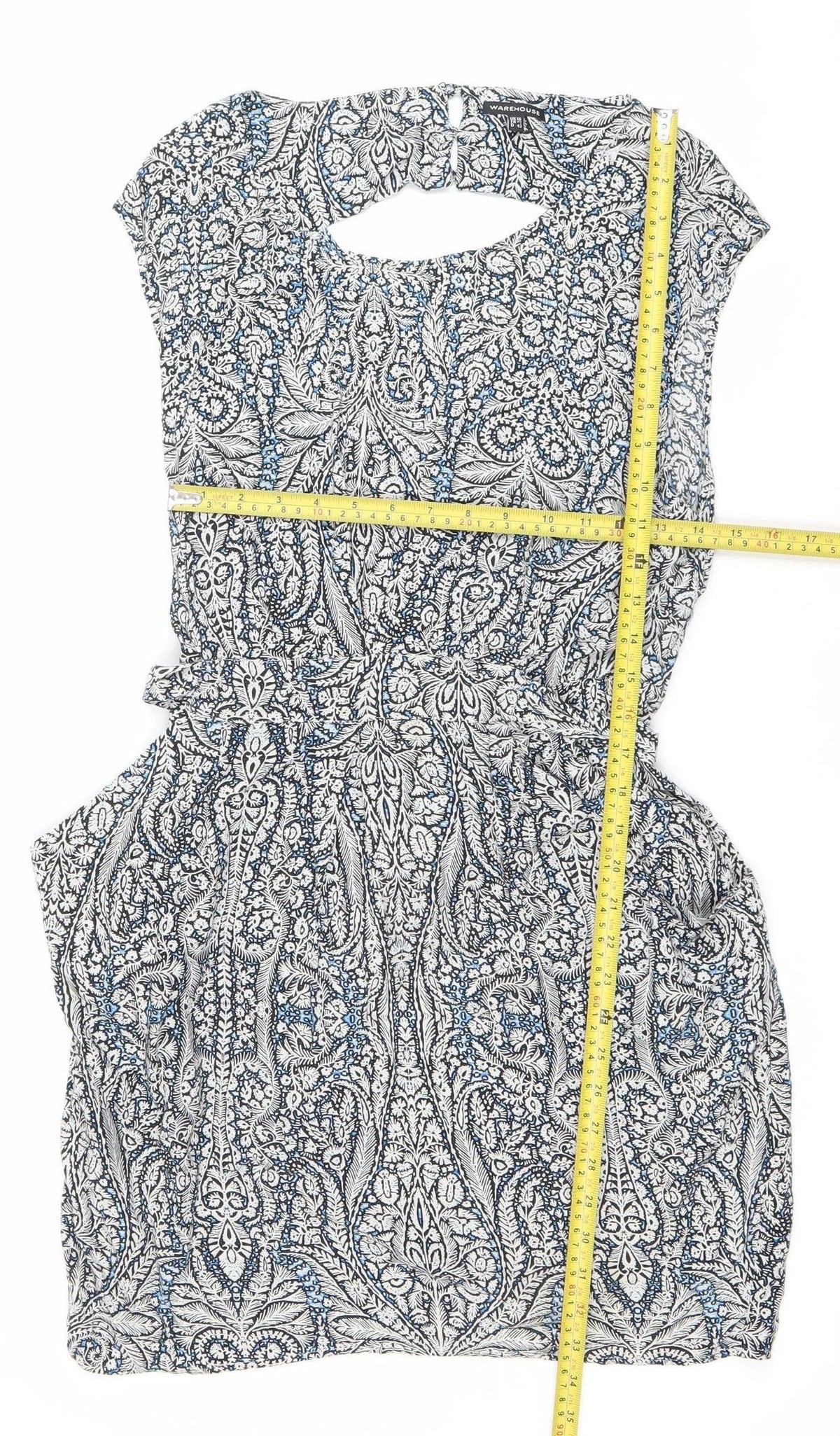 Warehouse Womens Multicoloured Paisley Strapless Bodycon Dress Size 12