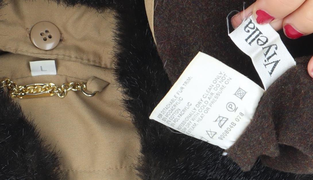 Viyella Womens Beige Coat L Classic Overcoat with Fur Collar
