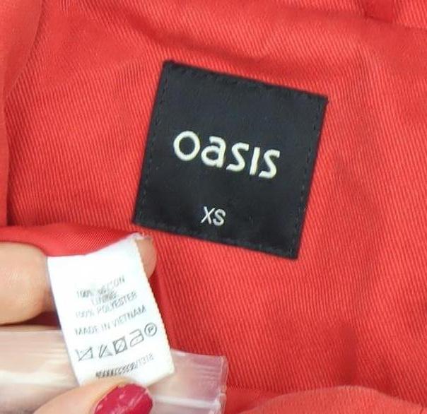 Oasis Womens Red XS Cotton Trench Coat Mid Length Jacket