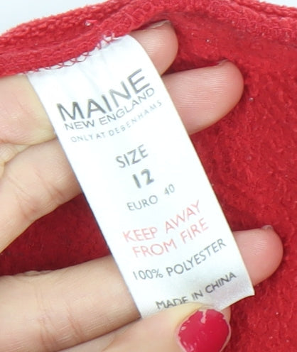 Maine New England Womens Red Fleece Jacket Size 12 Full Zip