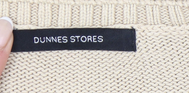 Dunnes Stores Women Beige Cotton Jumper Crew Neck Size 10-12