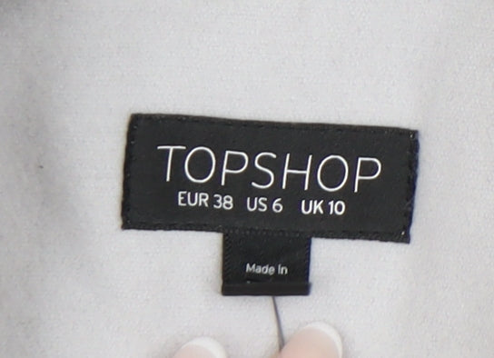 Topshop Women’s Grey Long Waistcoat UK 10 Sleeveless Workwear