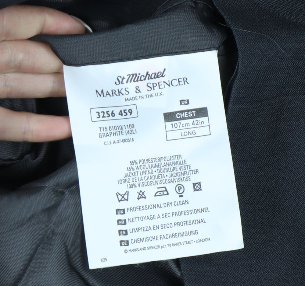 Marks & Spencer Men’s Graphite 42L Wool Blend Blazer Jacket