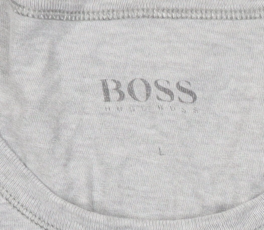 BOSS Men's Grey Cotton Crew Neck Short Sleeve T-Shirt Size L