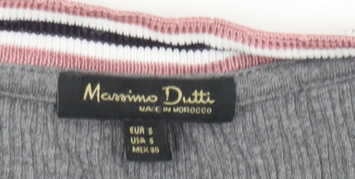 Massimo Dutti Women’s Grey Ringer T-Shirt Short Sleeve Size S