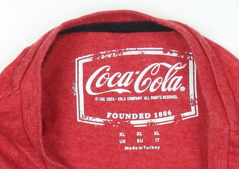 Coca-Cola Men's Red Christmas Holiday Graphic T-Shirt XL