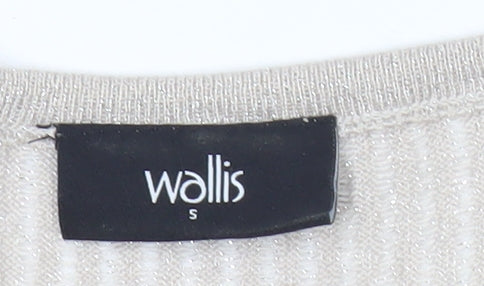 Wallis Women’s Beige Glitter V-Neck Knit Blouse Size S