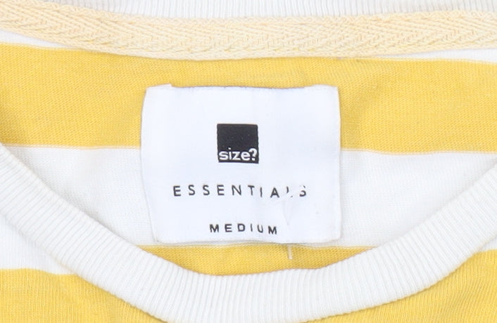 size? Essentials Men's Yellow White Striped T-Shirt Medium