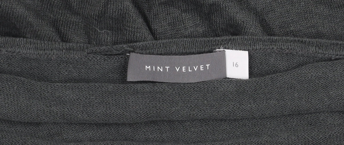 Mint Velvet Women’s Grey Size 16 V-Neck Long Sleeve Pullover Jumper