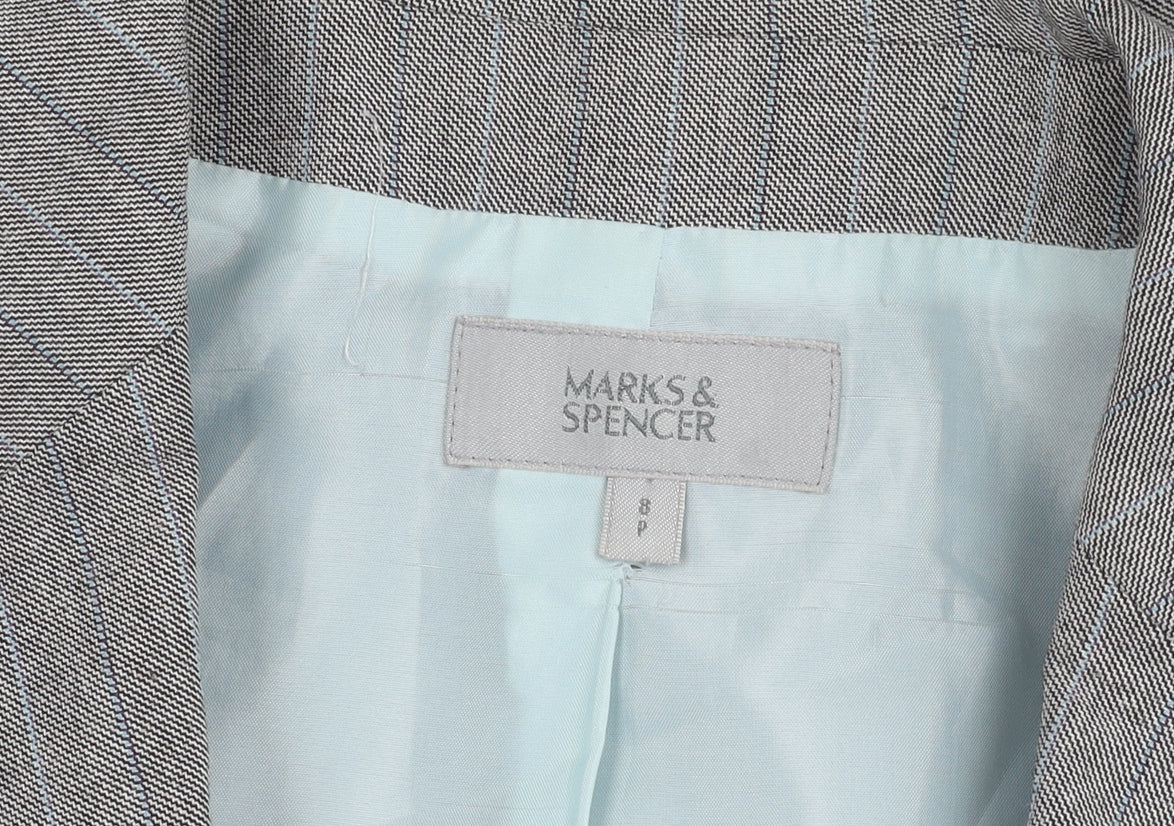 Marks & Spencer Women Grey Pinstripe Petite Suit Jacket Size 8P