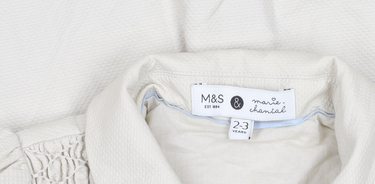 Marks & Spencer Girls Beige Coat 2-3 Years Basic Mid-Length Lined