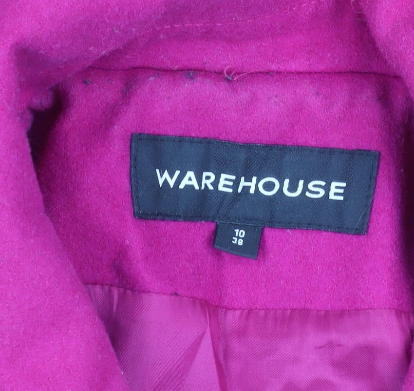 Warehouse Women’s Pink Wool Blend Mid-Length Coat Size 10