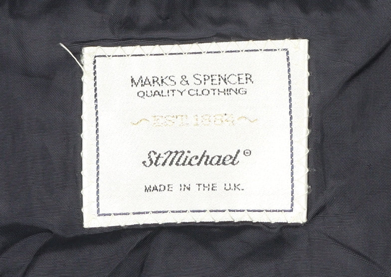 Marks & Spencer Men's Navy Blue 46L Double-Breasted Wool Blend Blazer