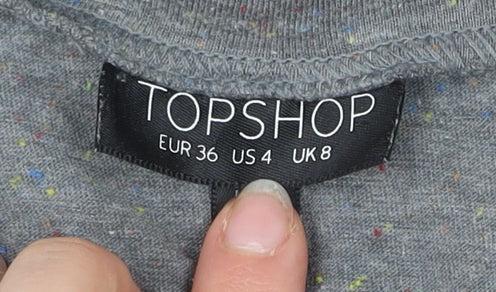 Topshop Womens Grey Size 8 Sleeveless Crew Neck Jersey T-Shirt