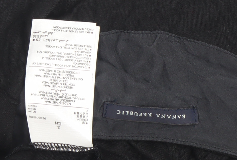 Banana Republic Womens Black Wrap Dress S Short Sleeve V-Neck