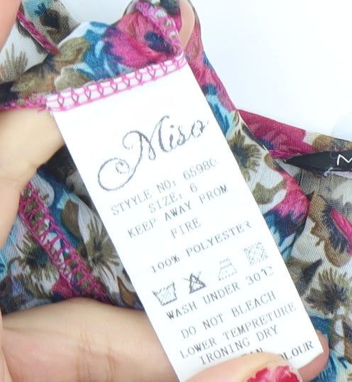 Miso Women’s Multicoloured Floral Tank Top Size 6 Zip Accent