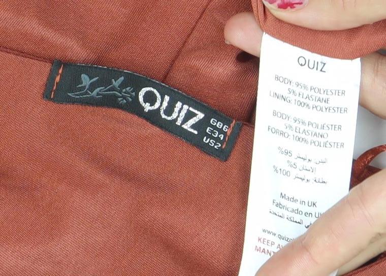 Quiz Women’s Brown One Shoulder Bodycon Ruched Dress Size 8