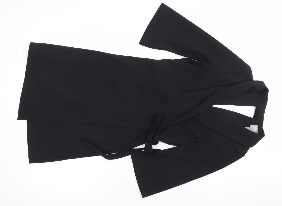 ASOS Women’s Black Wrap Dress Size 8 Kimono Sleeve Belted