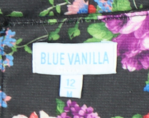 Blue Vanilla Women’s Multicoloured Floral Shift Dress Size 12 Short Sleeve