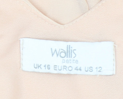 Wallis Women’s Beige Petite Blouse UK 16 Sequin V-Neck Tunic