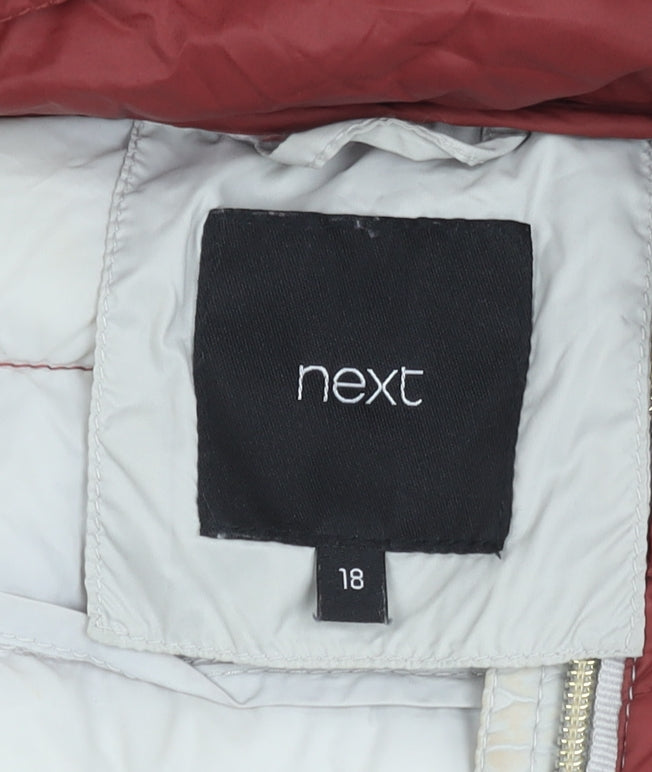 Next Womens Multicoloured Puffer Jacket Size 18 Hooded Quilted Winter Coat