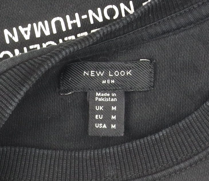 New Look Men Black Graphic Print Pullover Sweatshirt Size M