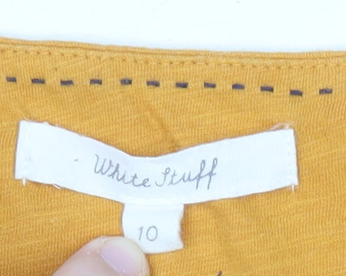 White Stuff Womens Yellow Size 10 Tunic Blouse Long Sleeve Scoop Neck