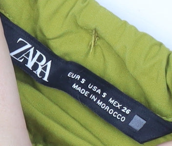 Zara Women’s Green Cotton Blouse Long Balloon Sleeve Size S