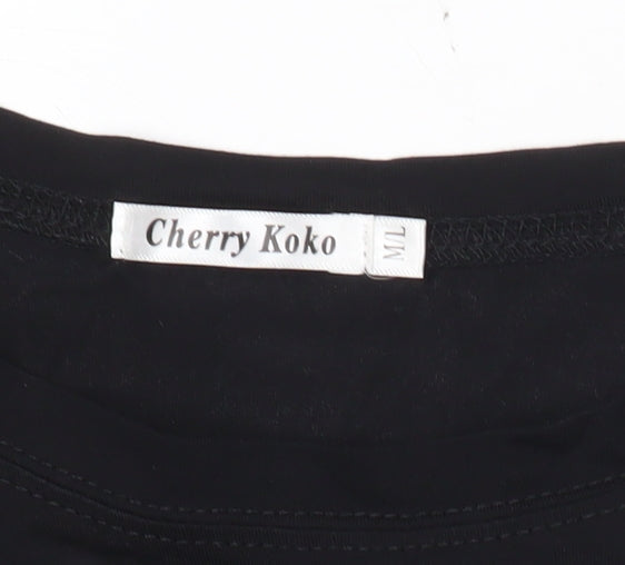 Cherry Koko Womens Black Studded Polka Dot T-Shirt Size M