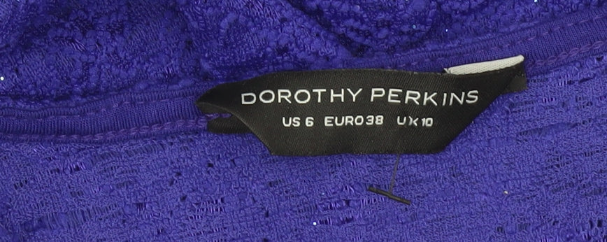 Dorothy Perkins Women’s Purple Lace Glitter T-Shirt Top Size 10